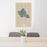 24x36 O‘ahu Hawaii Map Print Portrait Orientation in Afternoon Style Behind 2 Chairs Table and Potted Plant