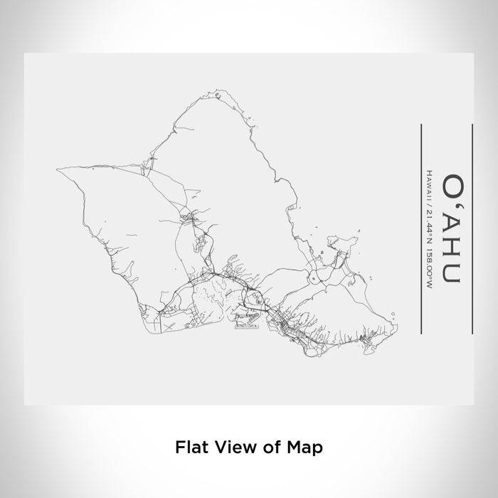 Rendered View of O‘ahu Hawaii Map Engraving on 20oz Stainless Steel Insulated Bottle with Bamboo Top in White