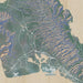 Oahu Hawaii Map Print in Afternoon Style Zoomed In Close Up Showing Details