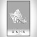 Oahu Hawaii Map Print Portrait Orientation in Classic Style With Shaded Background