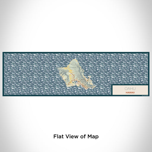 Flat View of Map Custom Oahu Hawaii Map Enamel Mug in Woodblock