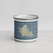 Front View Custom Oahu Hawaii Map Enamel Mug in Woodblock