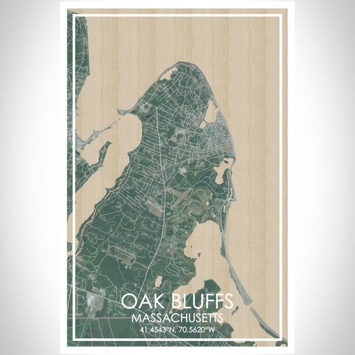 OAK BLUFFS Massachusetts Map Print Portrait Orientation in Afternoon Style With Shaded Background