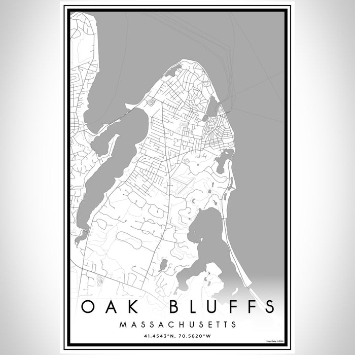 Oak Bluffs Massachusetts Map Print Portrait Orientation in Classic Style With Shaded Background