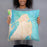 Person holding 18x18 Custom Oak Bluffs Massachusetts Map Throw Pillow in Watercolor