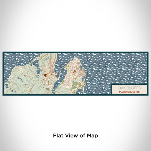 Flat View of Map Custom Oak Bluffs Massachusetts Map Enamel Mug in Woodblock