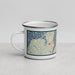 Left View Custom Oak Bluffs Massachusetts Map Enamel Mug in Woodblock