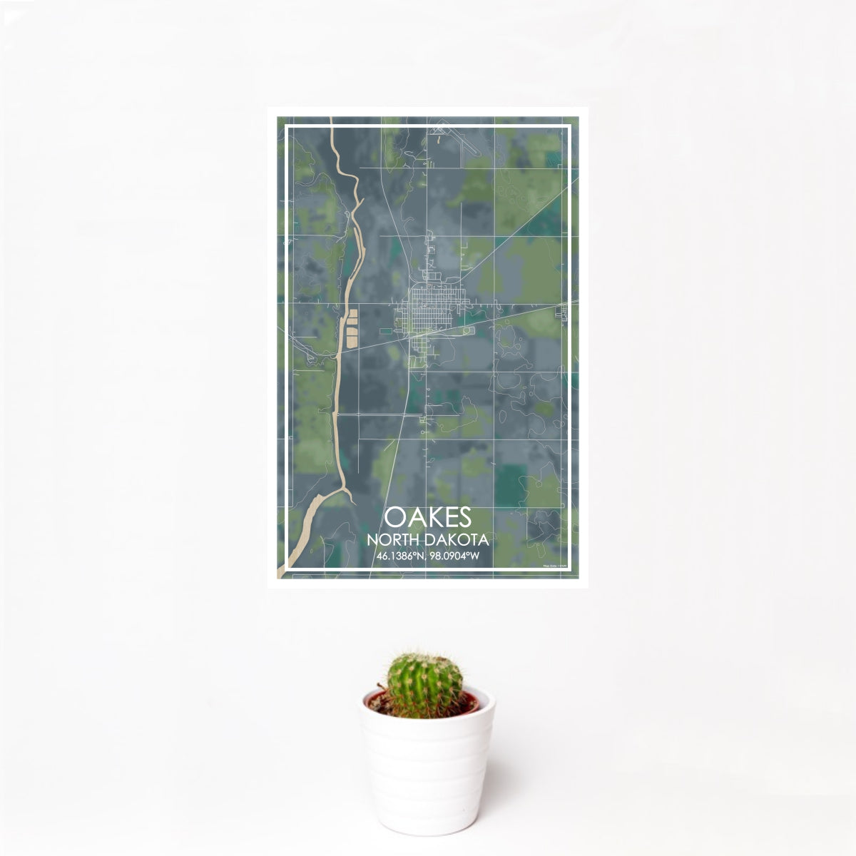 Oakes North Dakota Map Print in Afternoon — JACE Maps