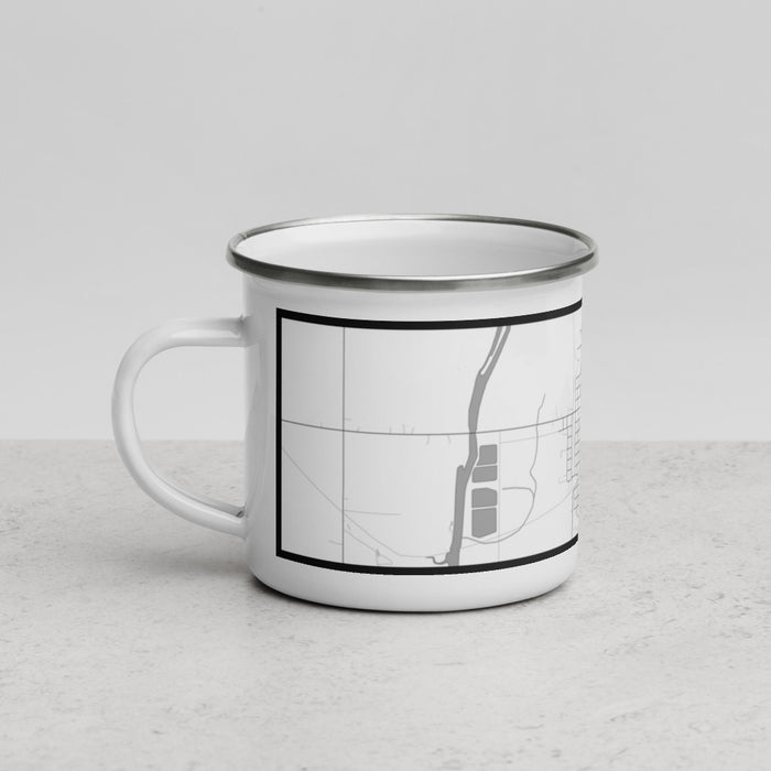 Left View Custom Oakes North Dakota Map Enamel Mug in Classic