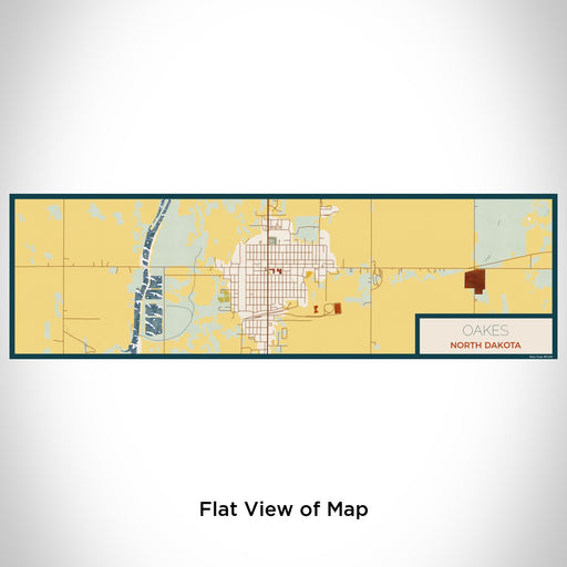 Flat View of Map Custom Oakes North Dakota Map Enamel Mug in Woodblock