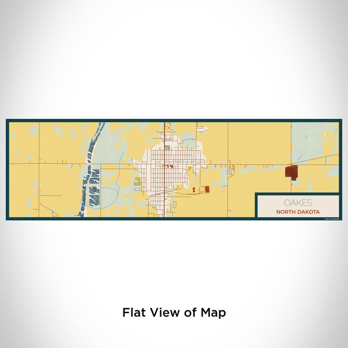 Flat View of Map Custom Oakes North Dakota Map Enamel Mug in Woodblock