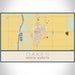 Oakes North Dakota Map Print Landscape Orientation in Woodblock Style With Shaded Background