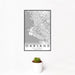 12x18 Oakland California Map Print Portrait Orientation in Classic Style With Small Cactus Plant in White Planter