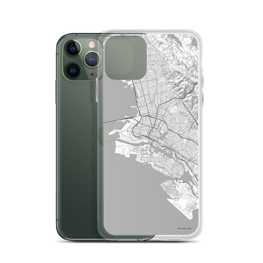 Custom Oakland California Map Phone Case in Classic on Table with Laptop and Plant
