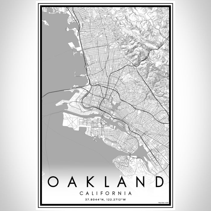 Oakland California Map Print Portrait Orientation in Classic Style With Shaded Background
