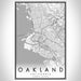 Oakland California Map Print Portrait Orientation in Classic Style With Shaded Background