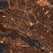 Oakland California Map Print in Ember Style Zoomed In Close Up Showing Details