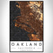 Oakland California Map Print Portrait Orientation in Ember Style With Shaded Background