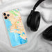 Custom Oakland California Map Phone Case in Watercolor on Table with Black Headphones
