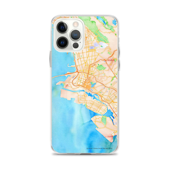 Custom Oakland California Map iPhone 12 Pro Max Phone Case in Watercolor