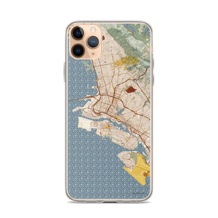 Custom Oakland California Map Phone Case in Woodblock