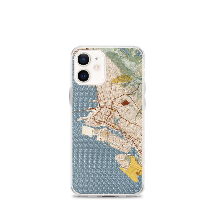 Custom Oakland California Map iPhone 12 mini Phone Case in Woodblock