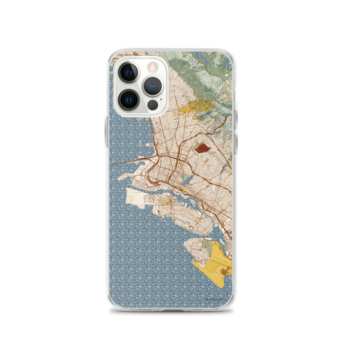 Custom Oakland California Map iPhone 12 Pro Phone Case in Woodblock