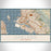 Oakland California Map Print Landscape Orientation in Woodblock Style With Shaded Background