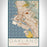 Oakland California Map Print Portrait Orientation in Woodblock Style With Shaded Background