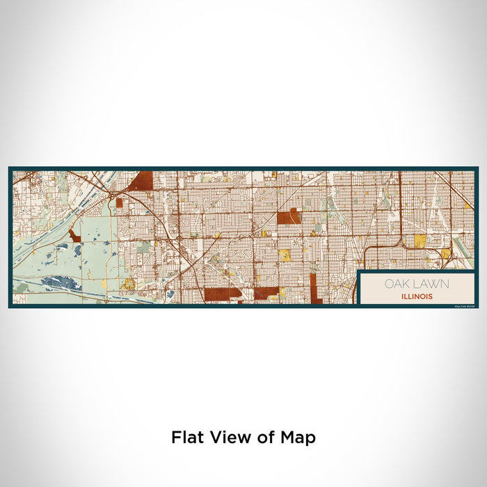 Flat View of Map Custom Oak Lawn Illinois Map Enamel Mug in Woodblock