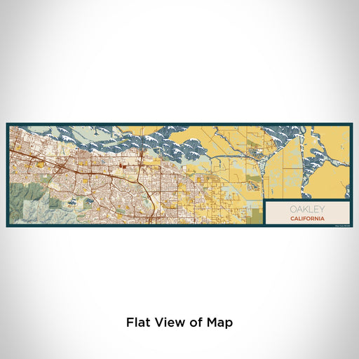 Flat View of Map Custom Oakley California Map Enamel Mug in Woodblock