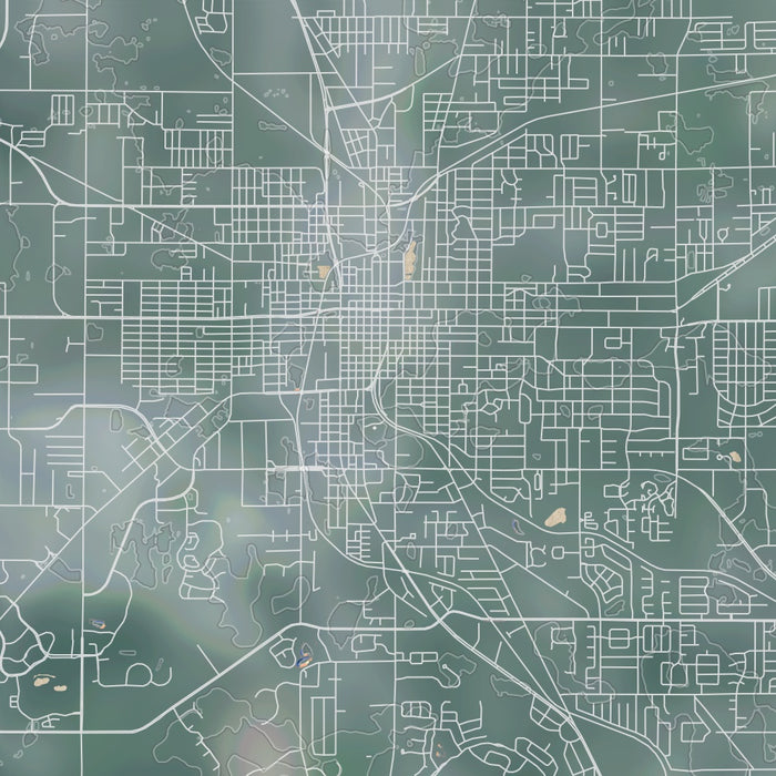 Ocala Florida Map Print in Afternoon Style Zoomed In Close Up Showing Details