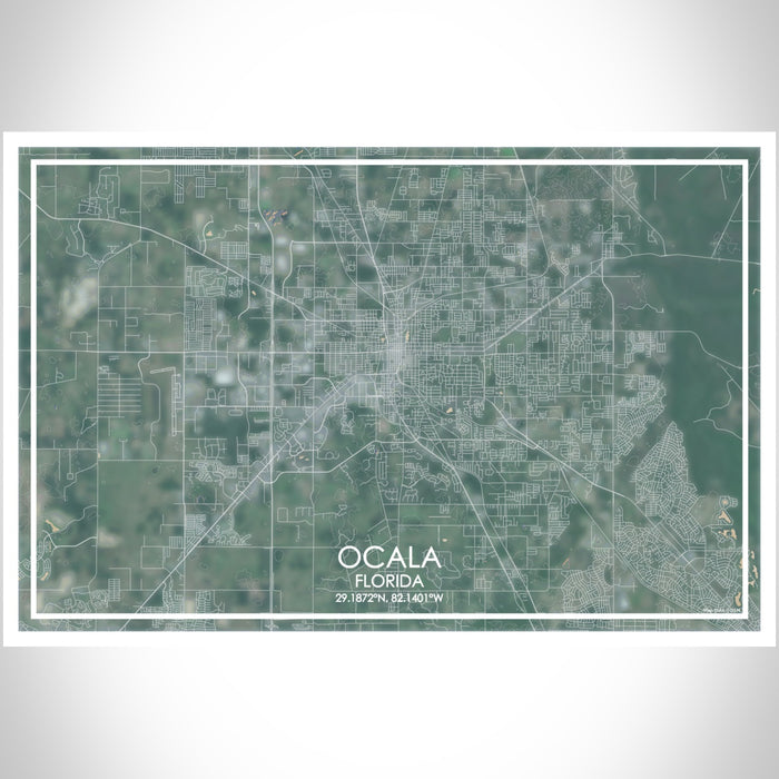 Ocala Florida Map Print In Afternoon JACE Maps Ocala florida map print in afternoon jace maps