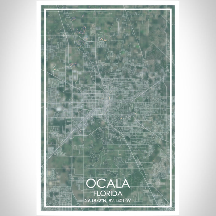 Ocala Florida Map Print Portrait Orientation in Afternoon Style With Shaded Background