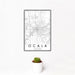 12x18 Ocala Florida Map Print Portrait Orientation in Classic Style With Small Cactus Plant in White Planter
