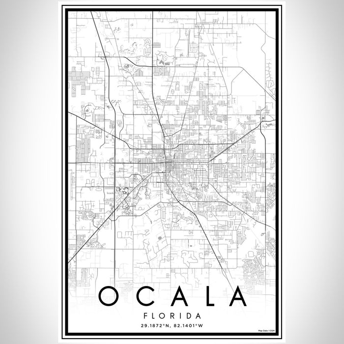 Ocala Florida Map Print Portrait Orientation in Classic Style With Shaded Background
