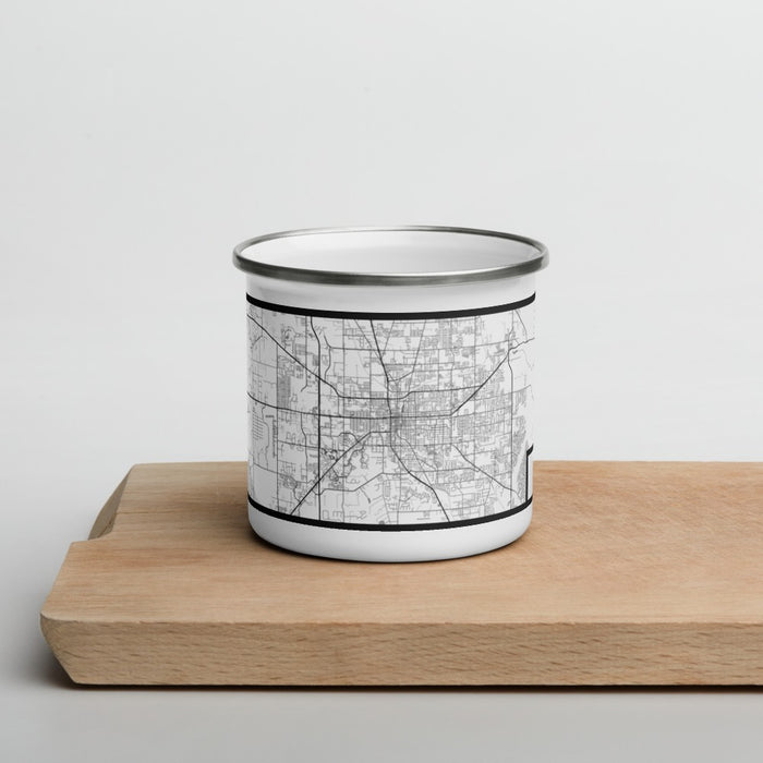 Front View Custom Ocala Florida Map Enamel Mug in Classic on Cutting Board
