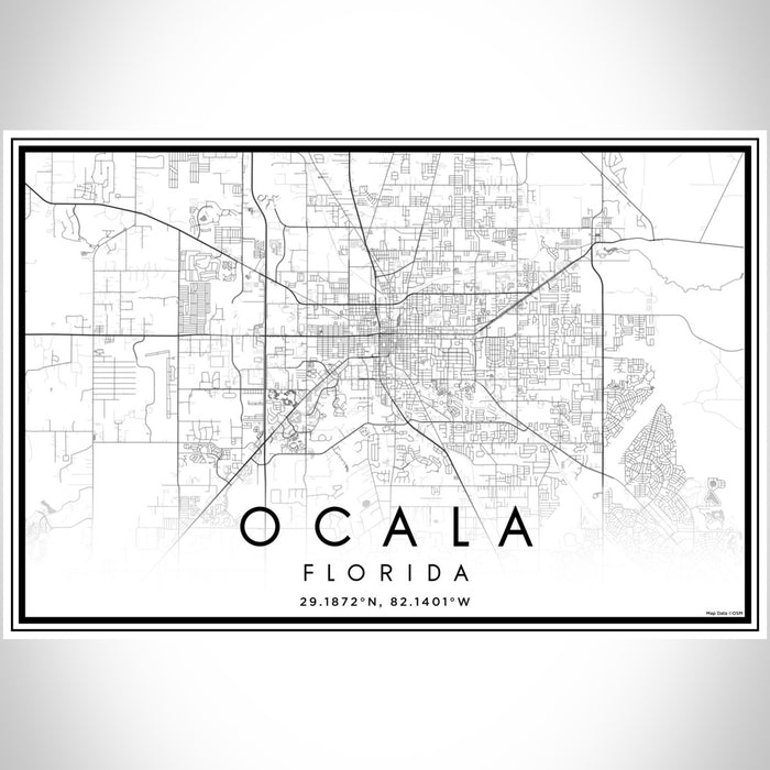 Ocala Florida Map Print Landscape Orientation in Classic Style With Shaded Background