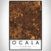 Ocala Florida Map Print Portrait Orientation in Ember Style With Shaded Background