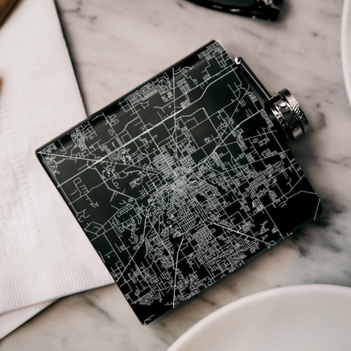 Ocala Florida Custom Engraved City Map Inscription Coordinates on 6oz Stainless Steel Flask in Black