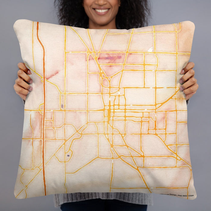 Person holding 22x22 Custom Ocala Florida Map Throw Pillow in Watercolor