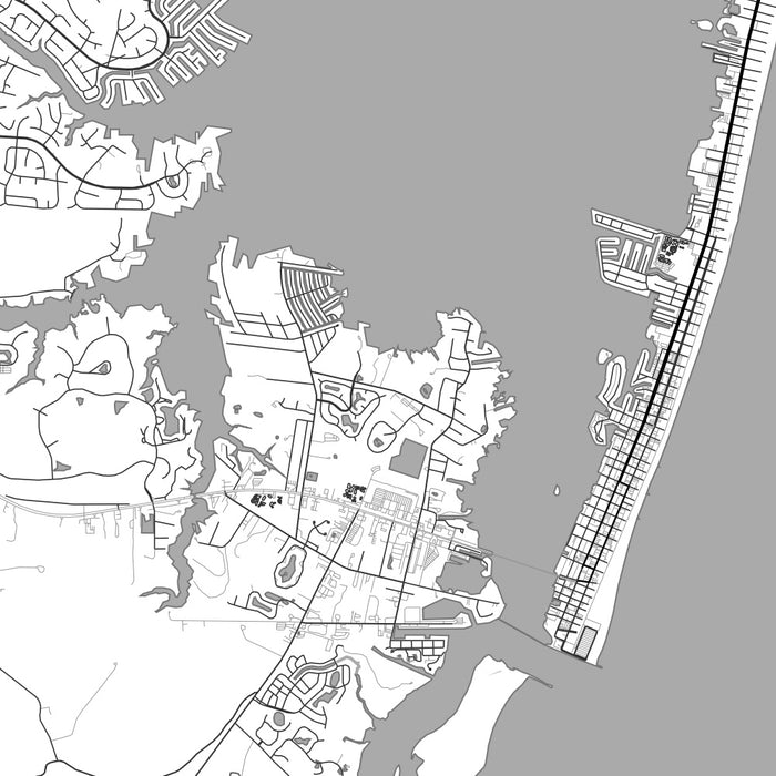 Ocean City Maryland Map Print in Classic Style Zoomed In Close Up Showing Details