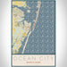 Ocean City Maryland Map Print Portrait Orientation in Woodblock Style With Shaded Background
