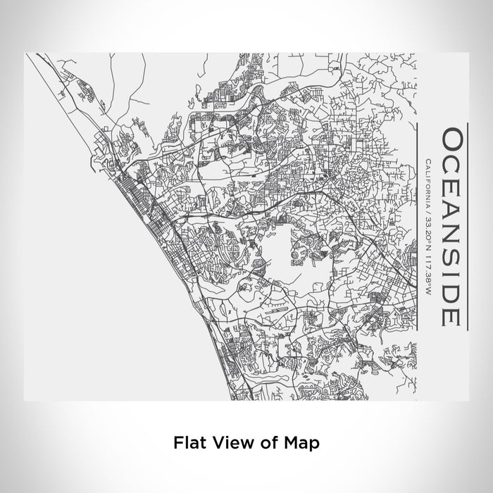 Rendered View of Oceanside California Map Engraving on 20oz Stainless Steel Insulated Bottle with Bamboo Top in White