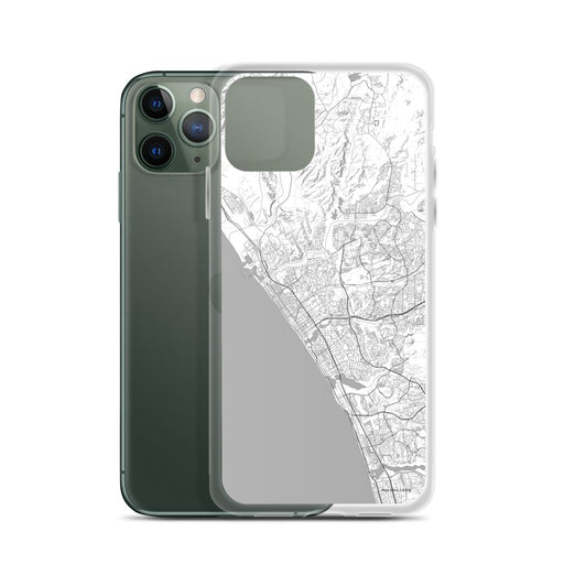 Custom Oceanside California Map Phone Case in Classic on Table with Laptop and Plant