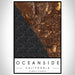 Oceanside California Map Print Portrait Orientation in Ember Style With Shaded Background