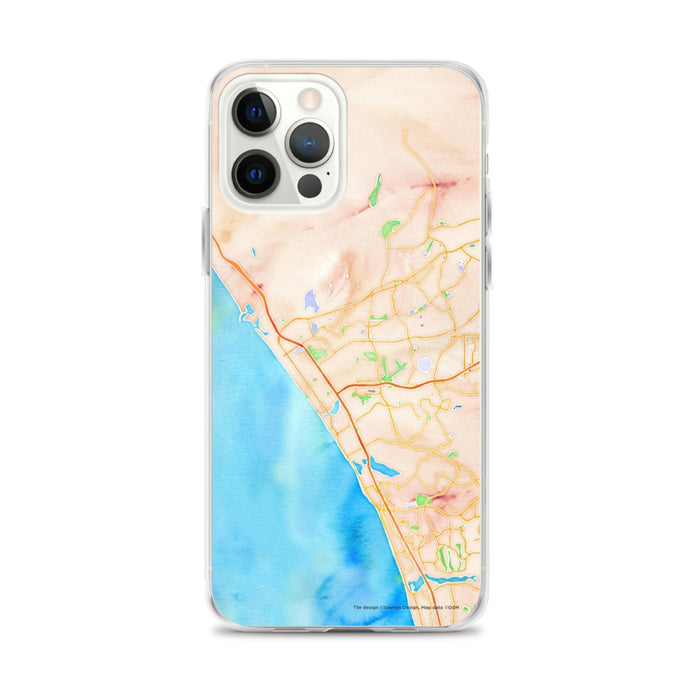 Custom Oceanside California Map iPhone 12 Pro Max Phone Case in Watercolor