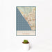 12x18 Oceanside California Map Print Portrait Orientation in Woodblock Style With Small Cactus Plant in White Planter
