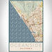 Oceanside California Map Print Portrait Orientation in Woodblock Style With Shaded Background