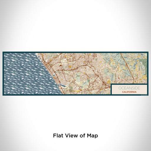 Flat View of Map Custom Oceanside California Map Enamel Mug in Woodblock